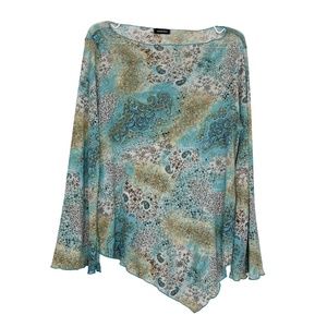 Y2K Eyeshadow Ditsy Floral Paisley Stretch Mesh Asymmetrical Top